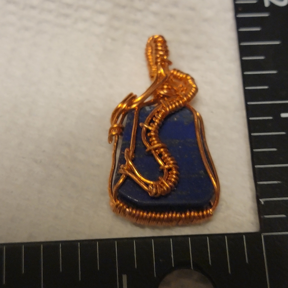 Hand made Copper wire wrapped lapis stone